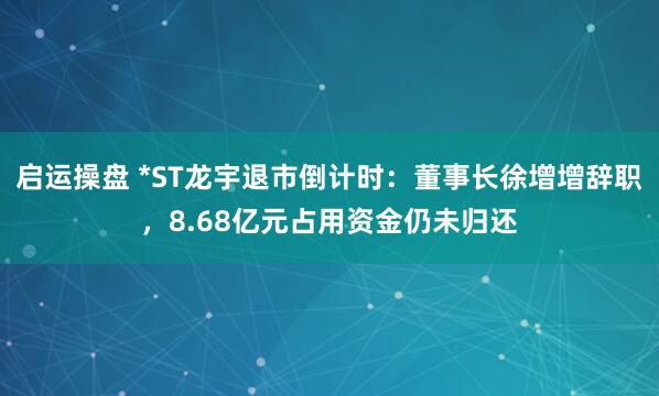 启运操盘 *ST龙宇退市倒计时：董事长徐增增辞职，8.68亿元占用资金仍未归还